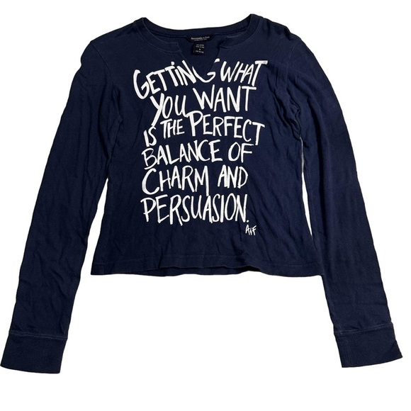 Abercrombie & Fitch Tops - Abercrombie & Fitch Blue Long Sleeve Top Tee Shirt Size Medium Mirrored Graphic